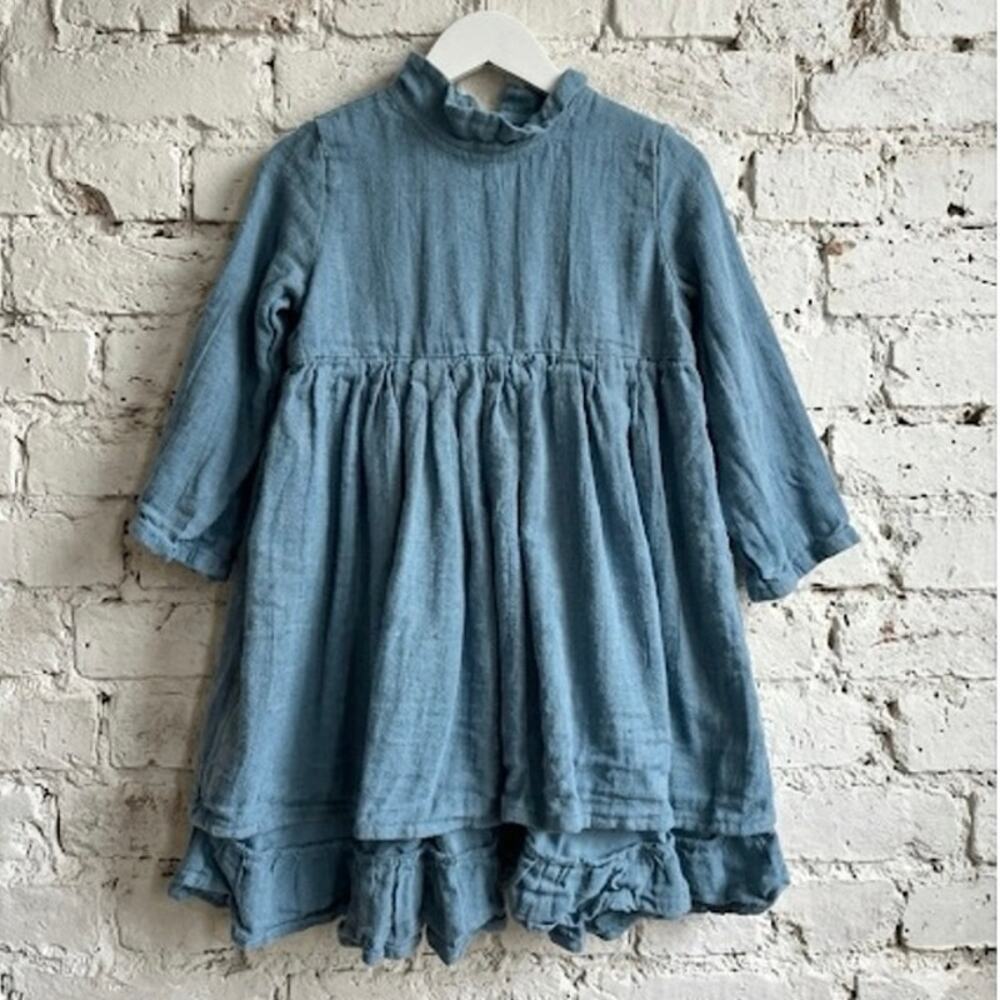 Yellowpelota Cottagecore Thick Tiered Cotton Gauze Ruffle Babydoll Dress 3T